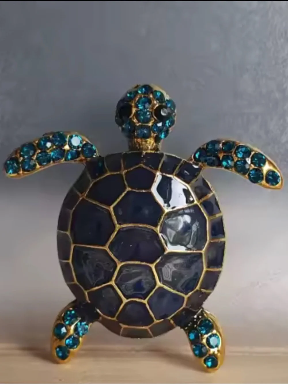 Anthropologie Navy and Teal Turtle Brooch